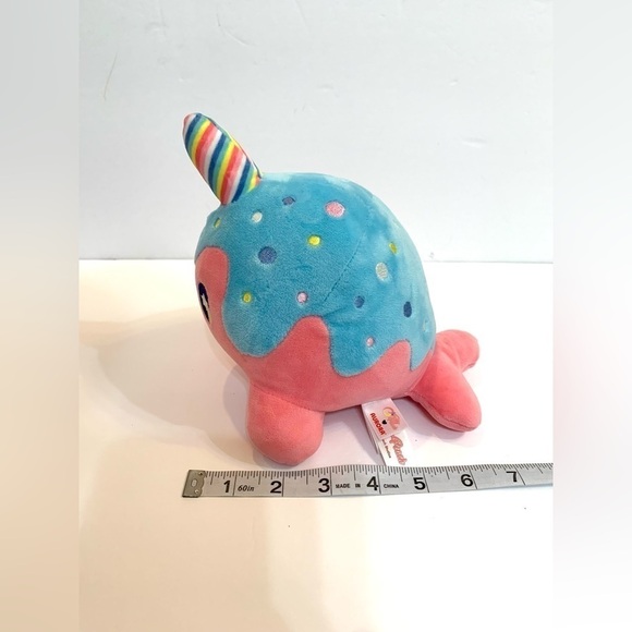 Aurora Tasty Peach Rainbow Narwhal Plush 8” - Picture 3 of 7